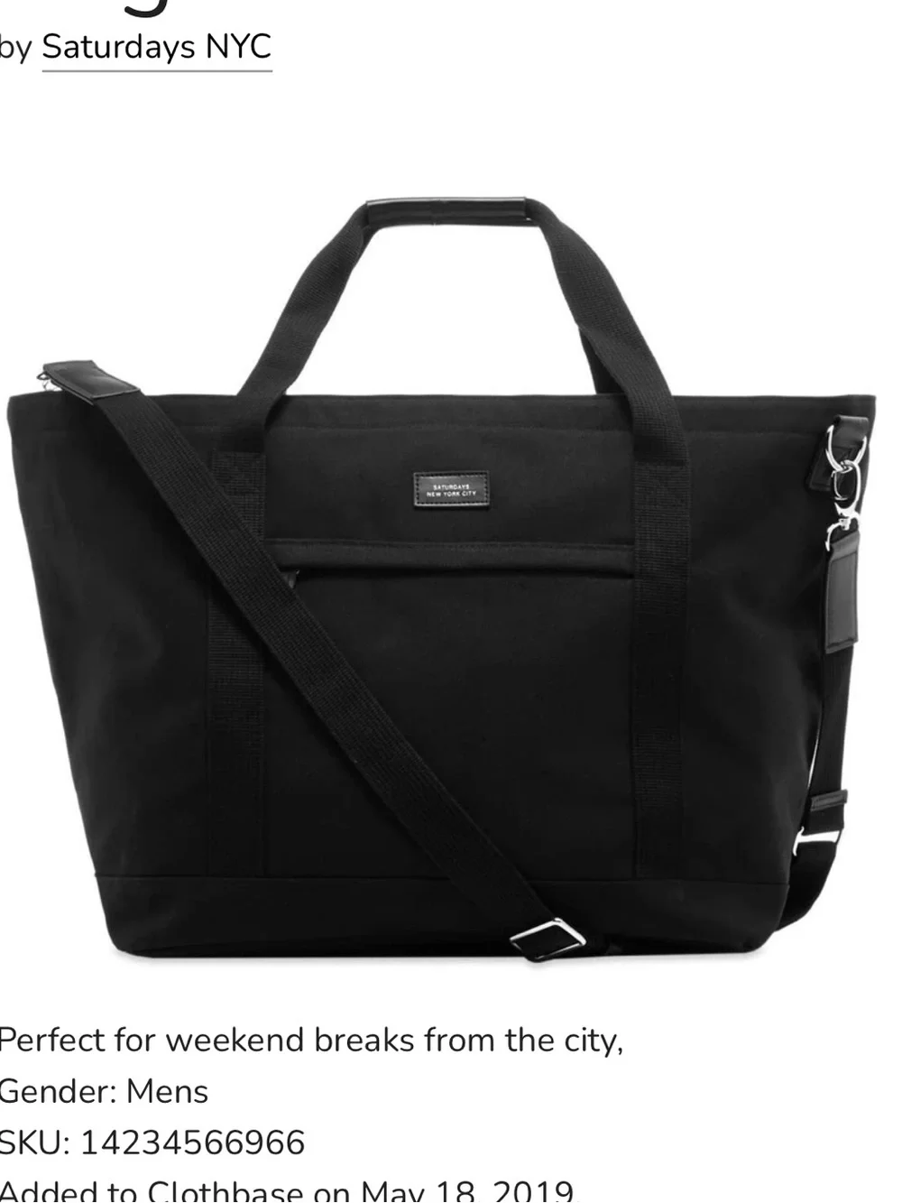 SATURDAY’S NYC CARRY-ON TOTE LUGGAGE WEEKENDER